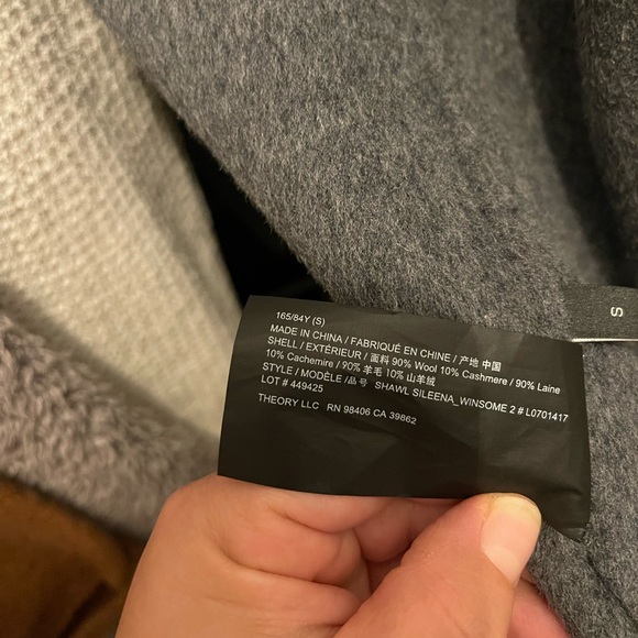 NWT - THEORY Gray Melange Sileena Shawl Collar Jacket Wool Cashmere Coat - Picture 4 of 7